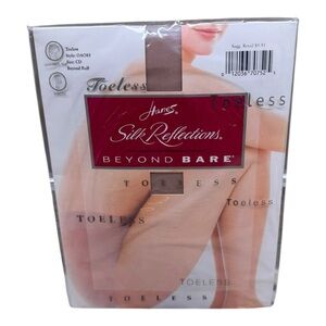 Hanes Silk Reflections Size CD Pantyhose Beyond Buff Toeless OAO85 Control Top